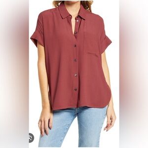 Madewell Women's Button Down Shirt in Rust Red